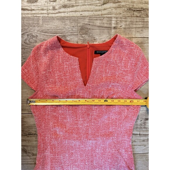 Banana Republic Dress Orange Red Cap Sleeve Tweed Sheath Size 4 EUC - Picture 8 of 10